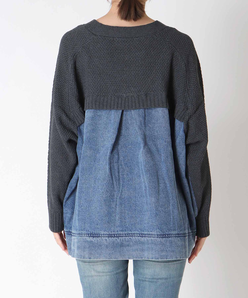 Three Four Time(スリーフォータイム)の「デニムコンビVジップブルゾン(カーディガン/ボレロ・レディース・ベージュ/チャコールグレー・FREE)」の16枚目の写真