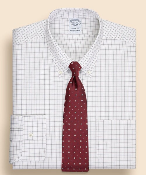 BROOKS BROTHERS(ブルックスブラザーズ)の「ストレッチピンポイントオックスフォード チェック ドレスシャツ Regular Fit(ビジネスシャツ・メンズ・ホワイト/ブラウン・15 1/2-33/16-31/16-32/16-33/16 1/2-33/16 1/2-32/16 1/2-34/17-32/17-33/14 1/2-31/15-31/15-32/15 1/2-31/15 1/2-32/14 1/2-32/15-33)」の2枚目の写真