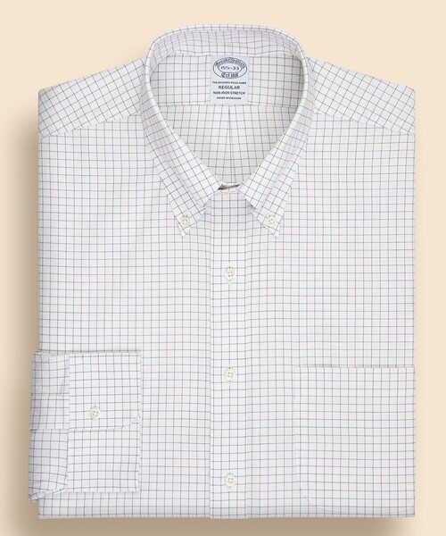 BROOKS BROTHERS(ブルックスブラザーズ)の「ストレッチピンポイントオックスフォード チェック ドレスシャツ Regular Fit(ビジネスシャツ・メンズ・ホワイト/ブラウン・15 1/2-33/16-31/16-32/16-33/16 1/2-33/16 1/2-32/16 1/2-34/17-32/17-33/14 1/2-31/15-31/15-32/15 1/2-31/15 1/2-32/14 1/2-32/15-33)」の3枚目の写真