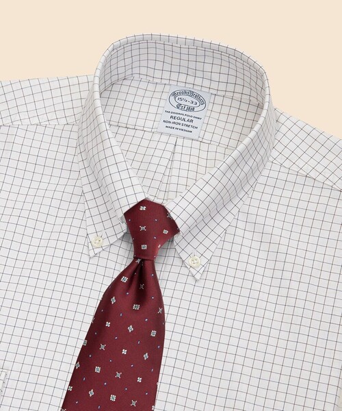 BROOKS BROTHERS(ブルックスブラザーズ)の「ストレッチピンポイントオックスフォード チェック ドレスシャツ Regular Fit(ビジネスシャツ・メンズ・ホワイト/ブラウン・15 1/2-33/16-31/16-32/16-33/16 1/2-33/16 1/2-32/16 1/2-34/17-32/17-33/14 1/2-31/15-31/15-32/15 1/2-31/15 1/2-32/14 1/2-32/15-33)」の4枚目の写真
