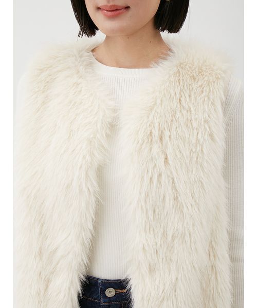 【新品未使用】Mila Owenミラオーウェン　ファーベスト　エコファーベスト ノーカラーフェイクファーベスト(ベスト)｜アウター｜Mila Owen（ミラ