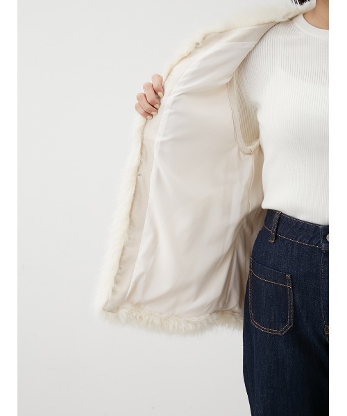 ダウンベスト（Mila Owen） ミラオーウェン シルバー フード付きダウンベスト Mila Owen