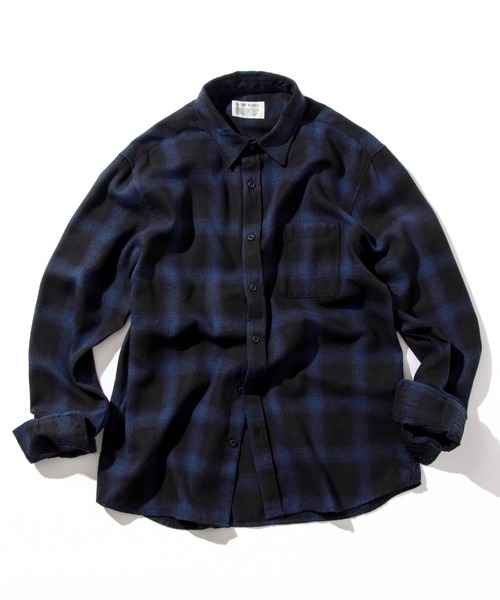 VENCEEXCHANGE(ヴァンスエクスチェンジ)の「オンブレルネルチェックシャツ(シャツ/ブラウス・メンズ・ホワイト/ブラック/ベージュ/ブルー/グリーン/ブラウン/サックスブルー・M/L/LL)」の7枚目の写真