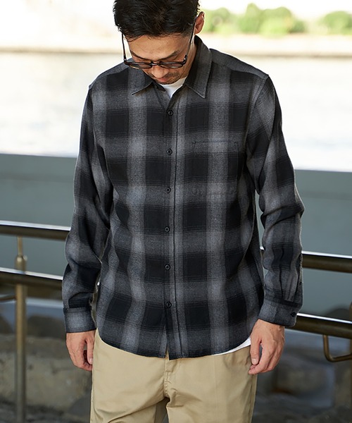 VENCEEXCHANGE(ヴァンスエクスチェンジ)の「オンブレルネルチェックシャツ(シャツ/ブラウス・メンズ・ホワイト/ブラック/ベージュ/ブルー/グリーン/ブラウン/サックスブルー・M/L/LL)」の12枚目の写真