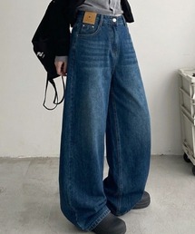lilful | パッチワークデザイン シンプルストレートワイドデニムパンツ(デニムパンツ)