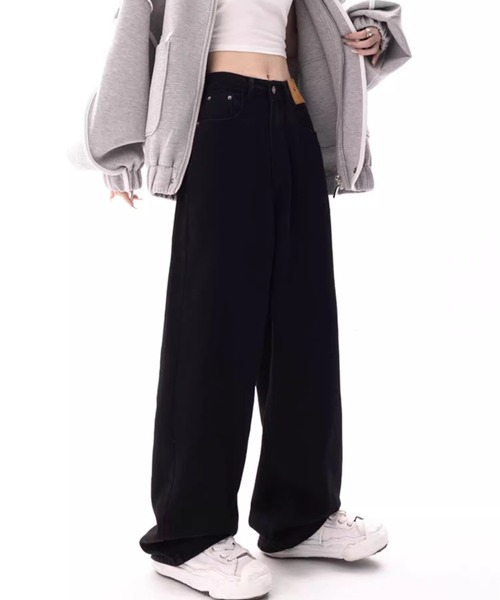lilful(リルフル)の「パッチワークデザイン シンプルストレートワイドデニムパンツ(デニムパンツ・レディース・ブラック/ブルー・M/L)」の20枚目の写真