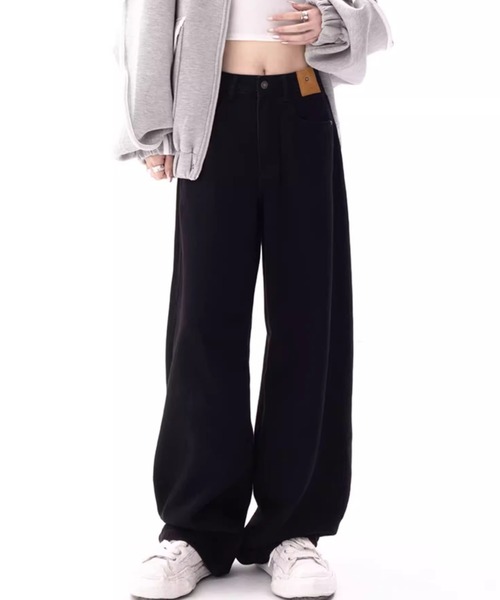 lilful(リルフル)の「パッチワークデザイン シンプルストレートワイドデニムパンツ(デニムパンツ・レディース・ブラック/ブルー・M/L)」の19枚目の写真