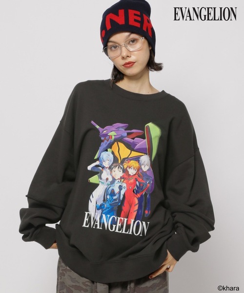 【必見！未使用！】エヴァンゲリオン　コラボ　スウェット　ブラック　廃版商品 EVANGELION(エヴァンゲリオン)】コラボプリントプルオーバー