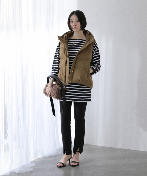 La TOTALITE(ラトータリテ)の「【洗える】Le Minor/ルミノア ボーダープルオーバー(Tシャツ/カットソー・レディース・ブラック/ブラウン・FREE)」の22枚目の写真