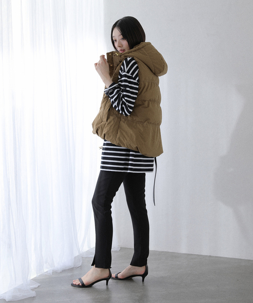 La TOTALITE(ラトータリテ)の「【洗える】Le Minor/ルミノア ボーダープルオーバー(Tシャツ/カットソー・レディース・ブラック/ブラウン・FREE)」の3枚目の写真