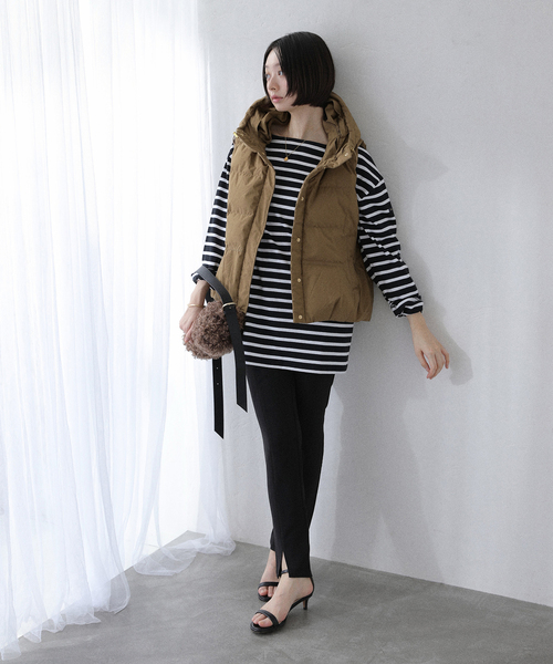 La TOTALITE(ラトータリテ)の「【洗える】Le Minor/ルミノア ボーダープルオーバー(Tシャツ/カットソー・レディース・ブラック/ブラウン・FREE)」の5枚目の写真