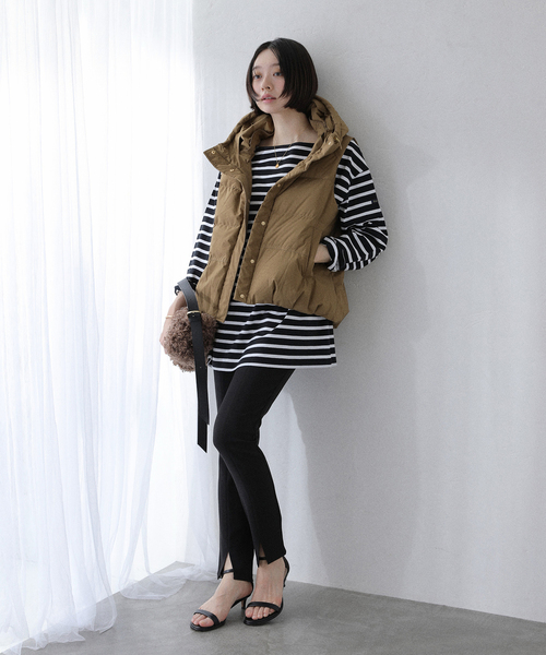 La TOTALITE(ラトータリテ)の「【洗える】Le Minor/ルミノア ボーダープルオーバー(Tシャツ/カットソー・レディース・ブラック/ブラウン・FREE)」の6枚目の写真