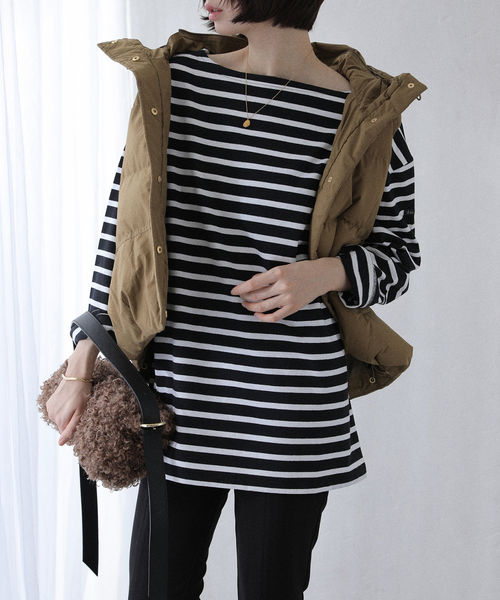 La TOTALITE(ラトータリテ)の「【洗える】Le Minor/ルミノア ボーダープルオーバー(Tシャツ/カットソー・レディース・ブラック/ブラウン・FREE)」の7枚目の写真