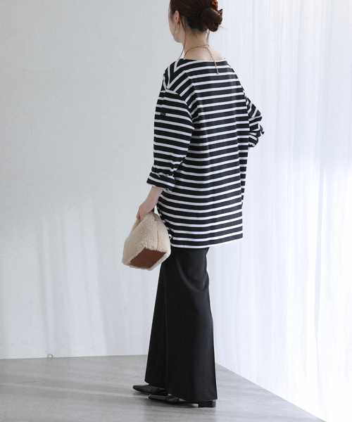 La TOTALITE(ラトータリテ)の「【洗える】Le Minor/ルミノア ボーダープルオーバー(Tシャツ/カットソー・レディース・ブラック/ブラウン・FREE)」の11枚目の写真