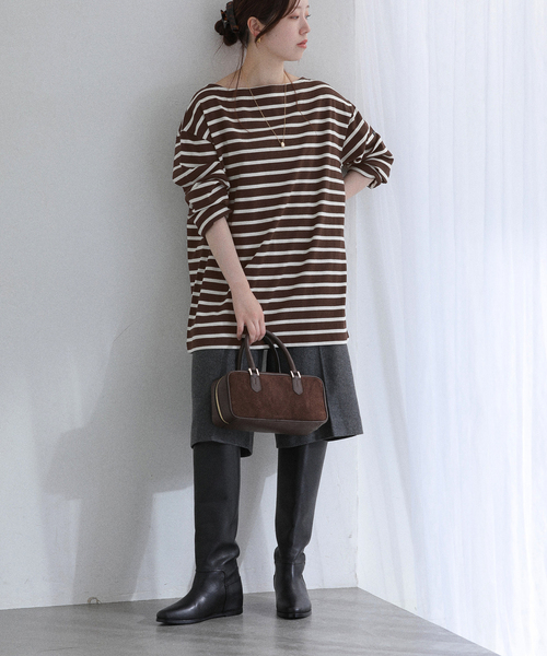 La TOTALITE(ラトータリテ)の「【洗える】Le Minor/ルミノア ボーダープルオーバー(Tシャツ/カットソー・レディース・ブラック/ブラウン・FREE)」の20枚目の写真