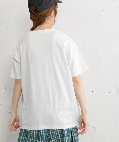 POU DOU DOU(プードゥドゥ)の「ロゴ刺繍Tシャツ(Tシャツ/カットソー・レディース・オフホワイト/ダークブルー/ピンク・M)」の19枚目の写真