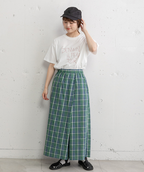 POU DOU DOU(プードゥドゥ)の「ロゴ刺繍Tシャツ(Tシャツ/カットソー・レディース・オフホワイト/ダークブルー/ピンク・M)」の16枚目の写真
