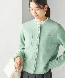 23AW SHIPS ノーカラー ツイード ジャケット ブルゾン メタルボタン 23AW SHIPS ノーカラー ツイード ジャケット ブルゾン メタル