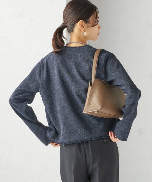 美品 SHIPS ツイード ジャケット ノーカラー パールボタン SHIPS ジャケット ノーカラージャケット 「手洗い可能
