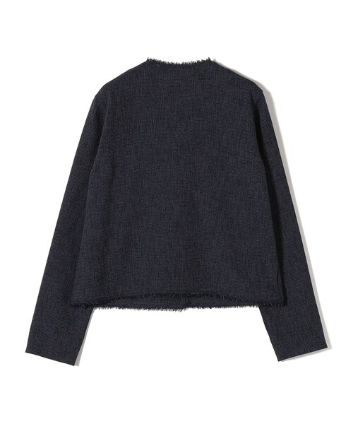 美品 SHIPS ツイード ジャケット ノーカラー パールボタン SHIPS ジャケット ノーカラージャケット 「手洗い可能