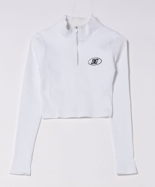 DC SHOES(ディーシーシューズ)の「25 WSTELECO HARLFZIP /DCレディースショート丈ハーフジップアップ長袖トップス(Tシャツ/カットソー・レディース・ホワイト/グレイッシュベージュ/ブラック/ブラック系その他/グレー・MEDIUM/LARGE/SMALL)」の1枚目の写真