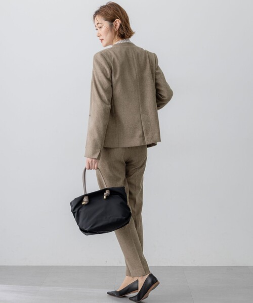 洗える】ウールライクカルゼ ノーカラー ジャケット（ノーカラー