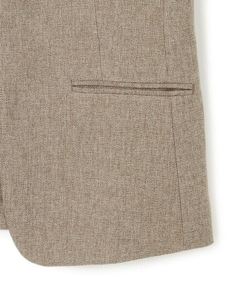 洗える】ウールライクカルゼ ノーカラー ジャケット（ノーカラー