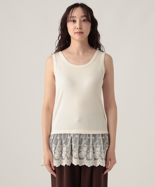 Elura（エルーラ）の「裾レースタンク/605388（タンクトップ・レディース・ブラック/ブラウン/ホワイト・FREE）」の15枚目の写真