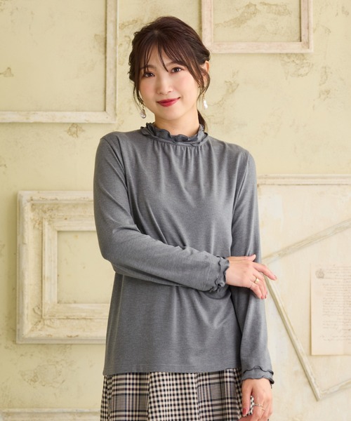 Rose Tiara(ローズティアラ)の「【大人気アイテム】【吸湿発熱】ラグウォームカットソー/無地(Tシャツ/カットソー・レディース・ピンク/グレー/ブラック/レッド/ブラウン/ブルー・46/42/38)」の3枚目の写真