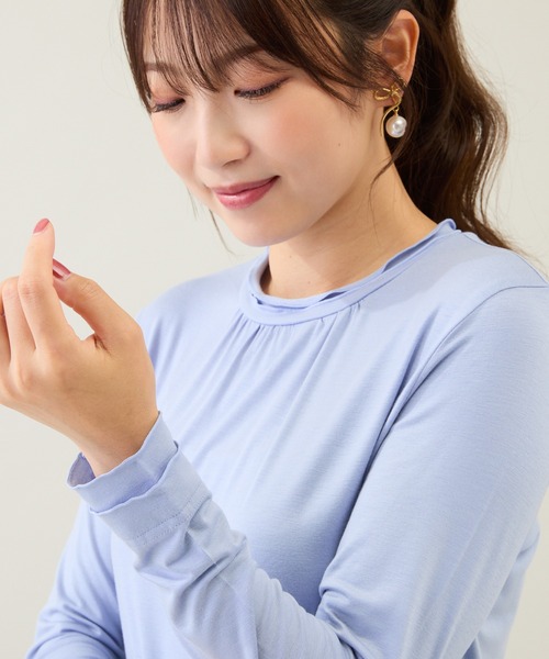 Rose Tiara(ローズティアラ)の「【大人気アイテム】【吸湿発熱】ラグウォームカットソー/無地(Tシャツ/カットソー・レディース・ピンク/グレー/ブラック/レッド/ブラウン/ブルー・46/42/38)」の7枚目の写真