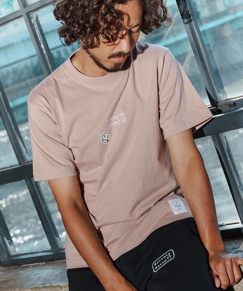 seventy seven（セブンティセブン）の「mt9997-middle onz S-S high-end t-shirt(77flower logo) Tシャツ(7725W210)（Tシャツ/カットソー・メンズ・ブラック/ホワイト×グリーン/ホワイト×ブラック/スモークピンク・S/M/L/XL）」の6枚目の写真
