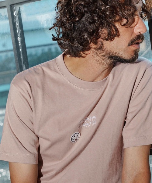 seventy seven（セブンティセブン）の「mt9997-middle onz S-S high-end t-shirt(77flower logo) Tシャツ(7725W210)（Tシャツ/カットソー・メンズ・ブラック/ホワイト×グリーン/ホワイト×ブラック/スモークピンク・S/M/L/XL）」の7枚目の写真