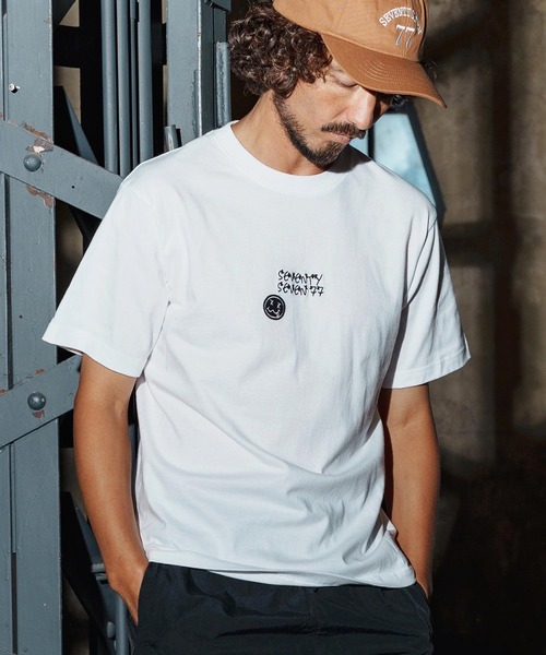 seventy seven（セブンティセブン）の「mt9997-middle onz S-S high-end t-shirt(77flower logo) Tシャツ(7725W210)（Tシャツ/カットソー・メンズ・ブラック/ホワイト×グリーン/ホワイト×ブラック/スモークピンク・S/M/L/XL）」の16枚目の写真
