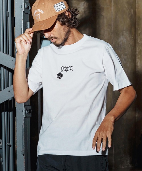 seventy seven（セブンティセブン）の「mt9997-middle onz S-S high-end t-shirt(77flower logo) Tシャツ(7725W210)（Tシャツ/カットソー・メンズ・ブラック/ホワイト×グリーン/ホワイト×ブラック/スモークピンク・S/M/L/XL）」の17枚目の写真