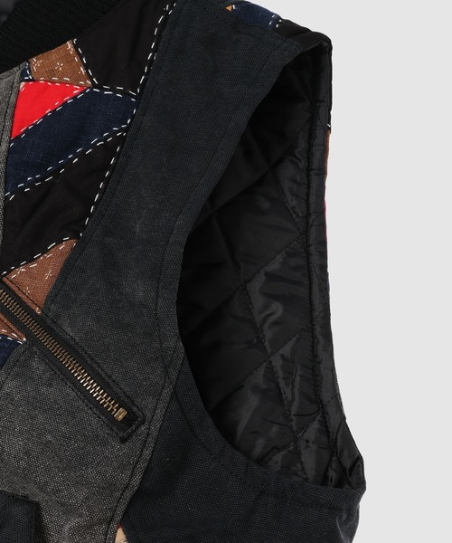 KHOKI Vintage-eﬀect quilt vest Khoki Vintage-Effect Quilt Vest Black