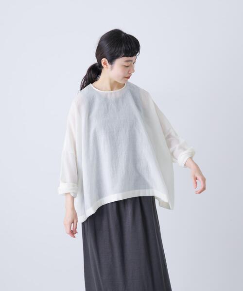 未使用 タグ付き　かぐれ　ボイルワイドプルオーバー　ブラウス セール】ウールガーゼワイドプルオーバー（シャツ/ブラウス）｜かぐれ