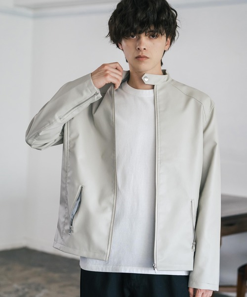 Rocky Monroe（ロッキーモンロー）の「PUレザーシングルライダースジャケット（ライダースジャケット・メンズ・ブラック/アイボリー/ブラウン・M/L/XL）」の2枚目の写真