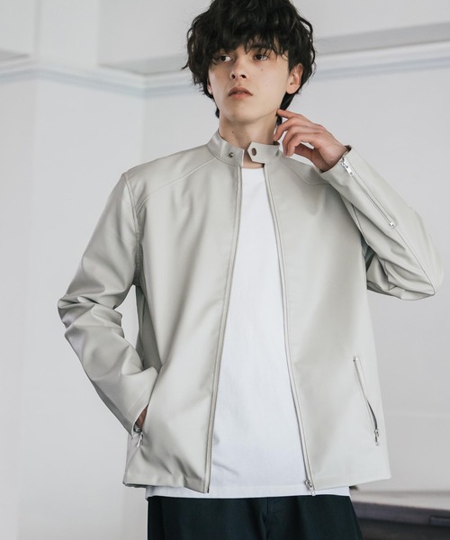 Rocky Monroe（ロッキーモンロー）の「PUレザーシングルライダースジャケット（ライダースジャケット・メンズ・ブラック/アイボリー/ブラウン・M/L/XL）」の4枚目の写真