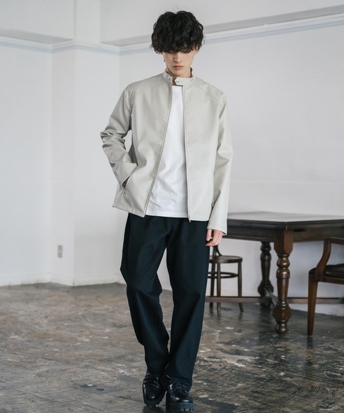 Rocky Monroe（ロッキーモンロー）の「PUレザーシングルライダースジャケット（ライダースジャケット・メンズ・ブラック/アイボリー/ブラウン・M/L/XL）」の7枚目の写真