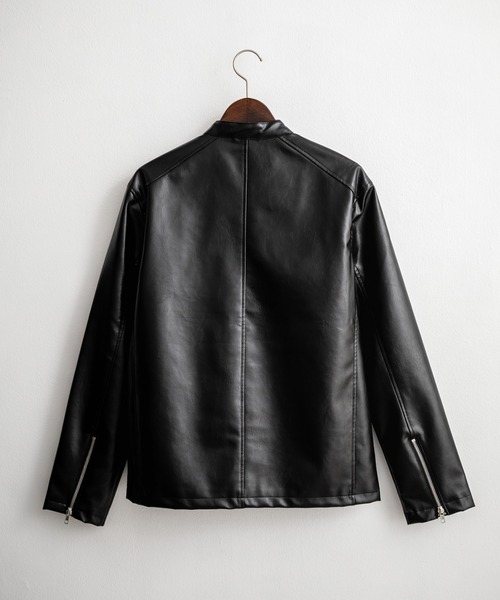 Rocky Monroe（ロッキーモンロー）の「PUレザーシングルライダースジャケット（ライダースジャケット・メンズ・ブラック/アイボリー/ブラウン・M/L/XL）」の9枚目の写真