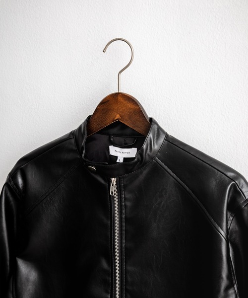 Rocky Monroe（ロッキーモンロー）の「PUレザーシングルライダースジャケット（ライダースジャケット・メンズ・ブラック/アイボリー/ブラウン・M/L/XL）」の11枚目の写真