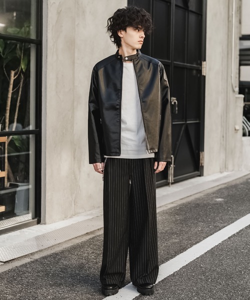 Rocky Monroe（ロッキーモンロー）の「PUレザーシングルライダースジャケット（ライダースジャケット・メンズ・ブラック/アイボリー/ブラウン・M/L/XL）」の22枚目の写真