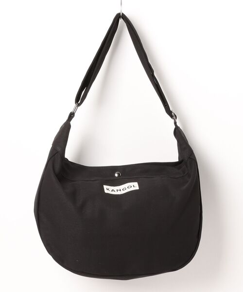 dictionary（ディクショナリー）の「【 KANGOL / カンゴール 】 カラビナ付き キャンバス ビッグ ショルダー バッグ（ショルダーバッグ・メンズ・ブラック/オフホワイト/マルチ・FREE）」の4枚目の写真