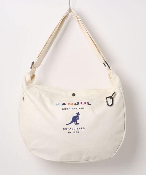 KANGOL(カンゴール)の「【 KANGOL / カンゴール 】 カラビナ付き キャンバス ビッグ ショルダー バッグ(ショルダーバッグ・メンズ・ブラック/オフホワイト/マルチ・FREE)」の10枚目の写真