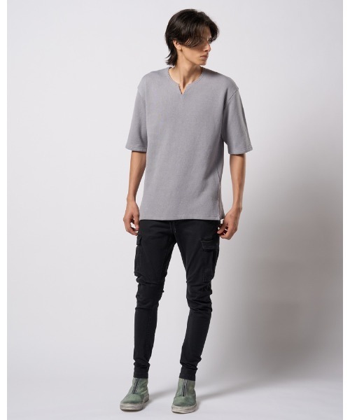 wjk（ダヴルジェイケイ）の「quarter-knit key neck H/S（Tシャツ/カットソー・メンズ・ホワイト/ブラック/グレー・SMALL/MEDIUM/LARGE/X-LARGE）」の14枚目の写真