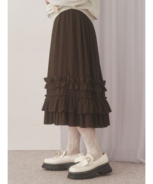 merry jenny（メリージェニー）の「コーデュロイフリルタックスカート（スカート・レディース・ブラウン/アイボリー・FREE）」の9枚目の写真