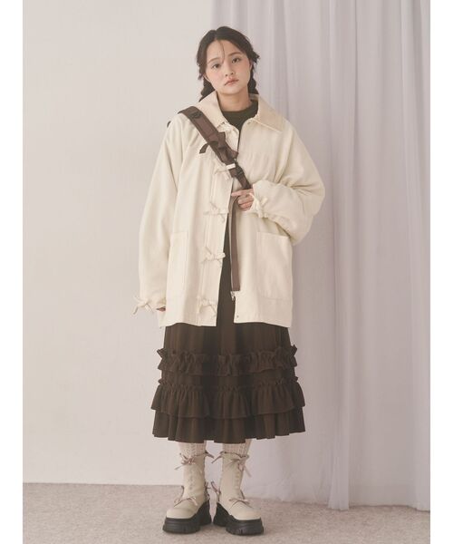 merry jenny（メリージェニー）の「コーデュロイフリルタックスカート（スカート・レディース・ブラウン/アイボリー・FREE）」の14枚目の写真