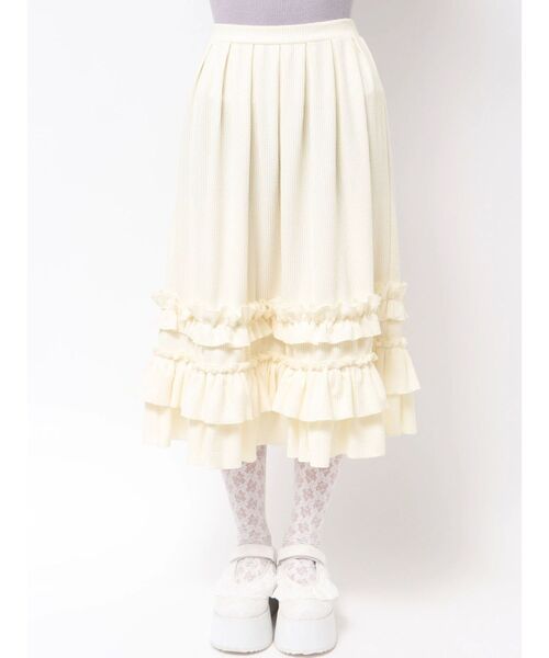 merry jenny（メリージェニー）の「コーデュロイフリルタックスカート（スカート・レディース・ブラウン/アイボリー・FREE）」の19枚目の写真