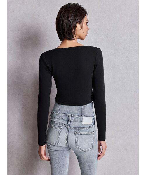 GYDA（ジェイダ）の「フロントレースアップショートトップス（Tシャツ/カットソー・レディース・グレー/オフホワイト/ブラック・FREE）」の17枚目の写真