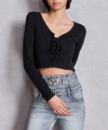 GYDA | フロントレースアップショートトップス(Tシャツ/カットソー)